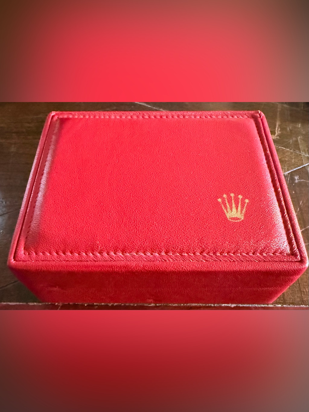Rolex Red Velvet Box With Gold Crown Accent Rolex Red Velvet Box With Gold Crown Accent